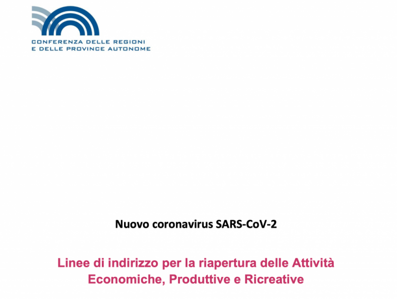 Le Linee Guide per la riapertura della attività della Conferenza delle Regioni